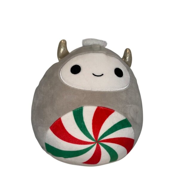 Squishmallows Nissa the Yeti 8" Christmas Peppermint Swirl Gray Plushie Stuffie - Picture 1 of 7